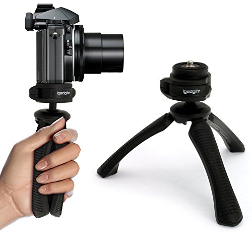 iGadgitz U4330 PT310 Kompaktes Dreibeiniges Mini-Tischstativ und Griff Stabilisator Kompatibel mit Digitalkamera, DSLR und Videokamera - Schwarz von iGadgitz