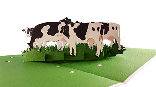 iGifts And Cards Dairy Cows 3D-Pop-Up-Grußkarte – Rinder, Bauernhof, Scheune, Gras, Wow, Halbfalz, Happy Birthday, Freundschaft, Dankeschön, Vater- und Muttertag, alle Anlässe, Ruhestand, Willkommen von iGifts And Cards