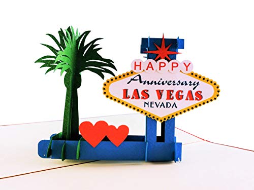 iGifts And Cards Einzigartige Happy Anniversary Las Vegas 3D Pop Up Grußkarte - Süßes Paar, besonderer Anlass, Glückwunsch, Feier, Hochzeit, Heirat, Liebe, Gelübde, Inspiration, Einzigartig von iGifts And Cards