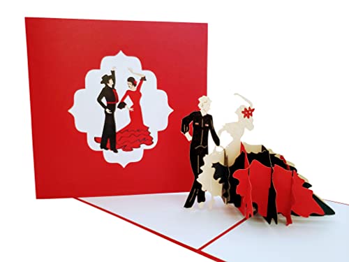 iGifts And Cards Flamenco Dancers 3D Pop Up Grußkarte – Tanzen, Künstler, Schön, Kleid, Paar, Kunst, Liebe, Wow, Spaß, Halbfalt, Happy Birthday, Ruhestand, Freundschaft, Dankeschön, einfach so von iGifts And Cards