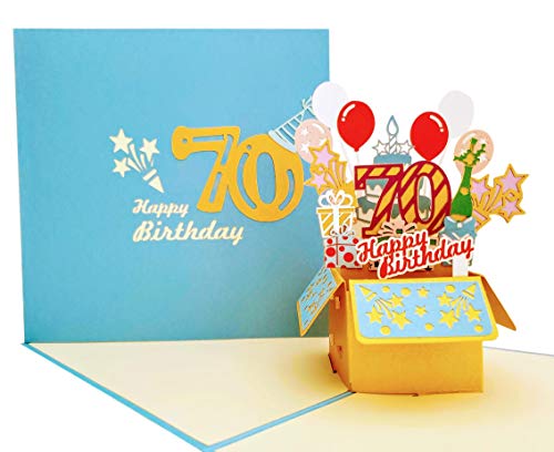 iGifts And Cards Geburtstagskarte zum 70. Geburtstag, 3D-Pop-Up-Grußkarte, 70. Geburtstag, Luftballons, einzigartig, Feier, Feliz Cumpleaños, lustig, festlich von iGifts And Cards