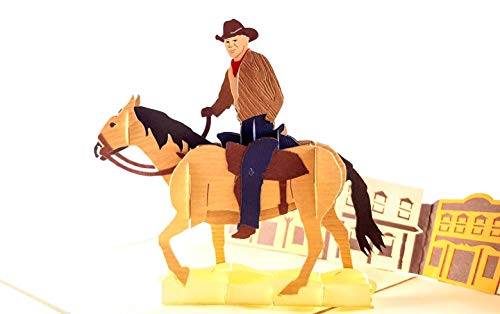 iGifts And Cards Inspirational Cowboy 3D Pop-Up-Grußkarte – für alle Anlässe, Happy Birthday, Freundschaft, Congratulations, Just Because Halbgefaltet, Pferd, Geschenk, Saloon, Wow Bronco von iGifts And Cards