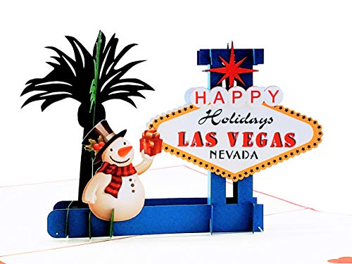 iGifts And Cards Las Vegas Weihnachten 3D Pop Up Grußkarte - Happy Holidays, Feliz Navidad, Schneemann, Feiern, einzigartig, Urlaub, ungewöhnlich, Freude von iGifts And Cards