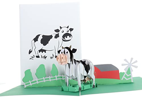 iGifts And Cards Tolle 3D-Pop-Up-Grußkarte mit Milchkuh – Dankeskarte zum Ruhestand, niedliche Karte mit Bauernhoftier-Thema, lustige Geburtstagskarte, Freundschaftskarte mit Umschlag von iGifts And Cards