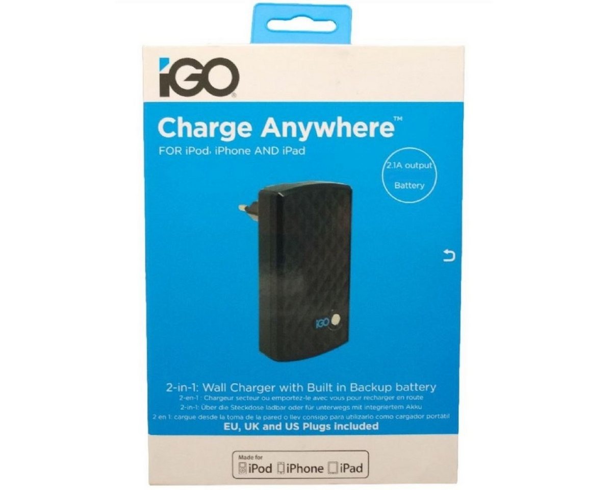 iGo PowerBank 1700mAh + USB Ladegerät 2,1A Smartphone-Ladegerät (Stecker-Netzteil + Notfall-Akku für Handy Tablet Smartphone etc) von iGo