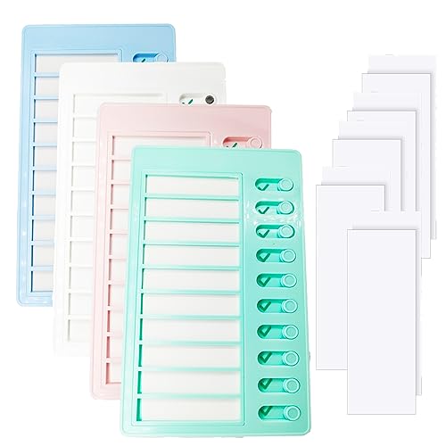 4 Stück Blanko-Aufgabendiagramm für Kinder mit 10 abnehmbaren Karten, Kunststoff-Checklistentafel, To-Do-Liste und Aufgabendiagramm für die Hausroutineplanung (weiß, rosa, blau, grün) von iHMeiju