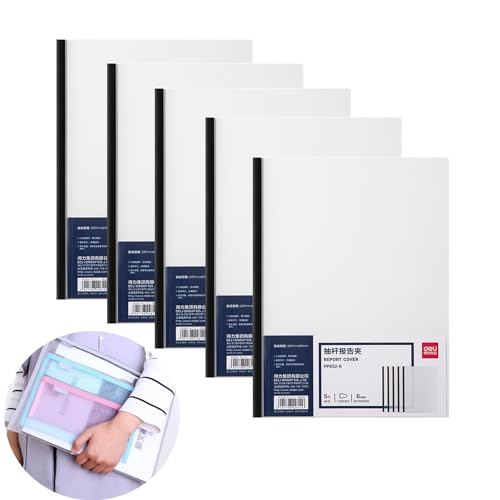 5pcs Clear Report Covers with Sliding Bar, Clear Report Covers for A4/Letter Paper, Plastic Report Binder Resume Covers Presentation Folders File Binder for School and Business (Black) von iHMeiju