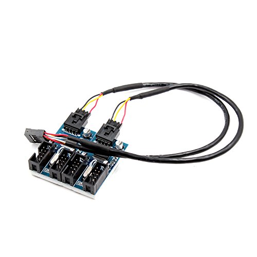 USB Hub Intern 1 auf 4, iHaospace 9-Poliger Mainboard USB Splitter Header Hub Intern Stecker 1 bis 4 Buchse, USB 2.0 Y Splitter, USB 9-Pin intern Kabel, Mainboard Erweiteringssteckplatz USB 4 von iHaospace