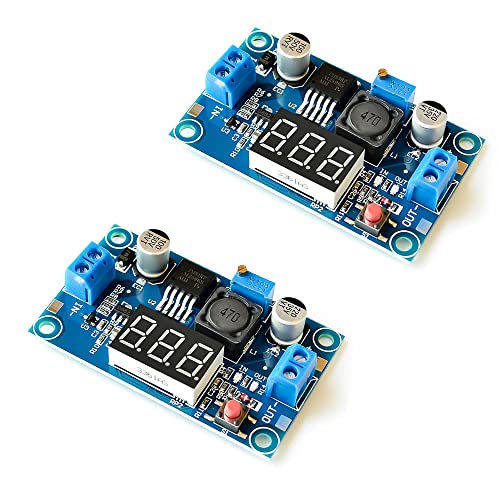 iHaospace 2 Pcs Adjustable DC-DC Step Down Buck Power Convert Module with LED Voltmeter Display 4-40V Input to 1.25-37V Output von iHaospace
