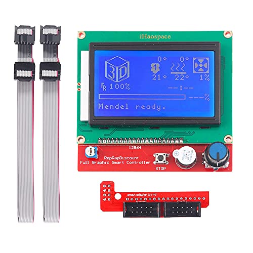 iHaospace 3D Printer Ramps 1.4 LCD 12864 Version Graphic Smart Display Controller Module with Adapter and Cable for 3D Printer RAMPS 1.4 RepRap 3D Printer Mendel Prusa Arduino von iHaospace