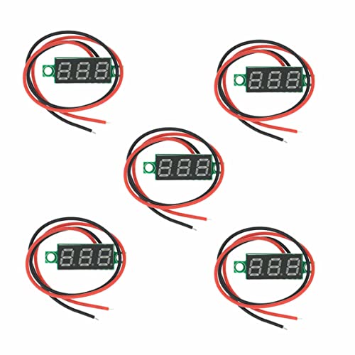 iHaospace 5 Pcs 0.36 Inch 0.36'' DC 4.5-30V 3 Digit Display Voltmeter Mini Red LED Digital Panel Volt Voltage Meter 2 Wire von iHaospace