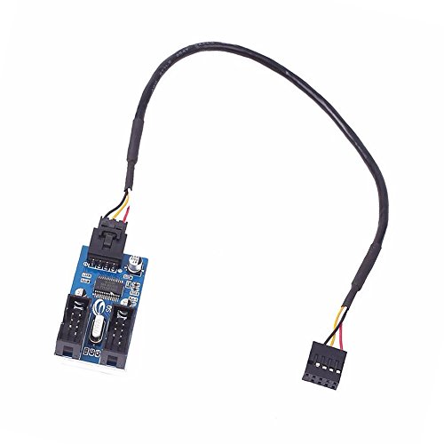 iHaospace USB Hub Intern Motherboard USB 2.0 9-poliger Header 1 bis 2 Extension Hub Splitter Adapter 30CM - USB Splitter 1 zu 2 / Mainboard Erweiterungssteckplatz USB 2 von iHaospace