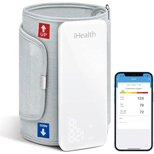 iHealth Neo Vernetztes Oberarm-Blutdruckmessgerät (BP5S) mit Display und einer einstellbaren Manschette für normale bis große Erwachsenenarme, Bluetooth-kompatibel mit Apple- und Android-Geräten von iHealth