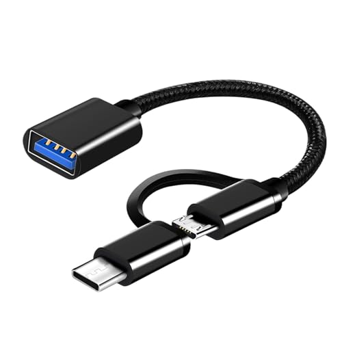 iJiGui 2-in-1 USB C/Micro auf USB Adapter, Micro USB und USB C Adapter Kabel, Kurzes OTG Kabel Kompatibel mit MacBook Pro, Android, Samsung, Galaxy, etc (Schwarz) von iJiGui