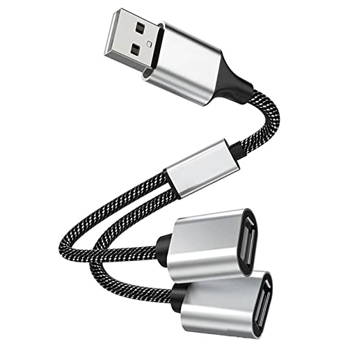 iJiGui USB Splitter, USB Y Kabel, USB A Stecker zu 2 Buchse Port Verlängerungs Doppelstecker Adapter Verteiler, Unterstützung Aufladen und Datenübertragung für Laptop/Mac von iJiGui