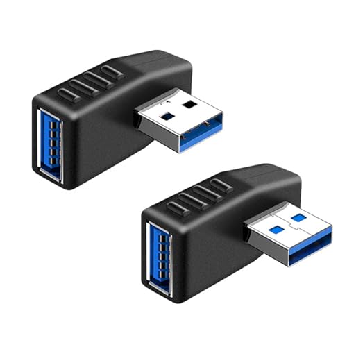 iJiZuo 2 Stück USB 3.0 Adapter, 90 Grad USB Kabel Extender, Linker und Rechter Winkeladapter, Einschließlich der linken und Rechten Winkel-Adapter für USB-Kabeln, USB-Computerzubehör (Schwarz) von iJiZuo