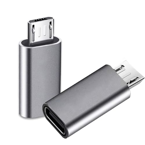 iJiZuo Adapter USB C auf Micro USB 2 Pack, USB Typ C (Female) zu Micro-USB (Male) Adapter, Unterstützt 2,4 A Schnellladung für Samsung, Hua wei, Xiaomi, Power Bank (Grau) von iJiZuo