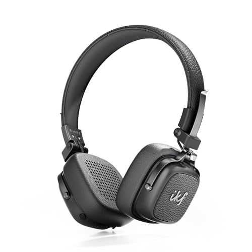 iKF E2 On-Ear-Bluetooth-Kopfhörer, kabellose Retro-Kopfhörer mit Bass-Sound, 90 Stunden Spielzeit, Bluetooth V6.0, Multipoint-Verbindung, abnehmbare Hörmuscheln, Schwarze Laptop-Kopfhörer für Reisen iKF E2 On-Ear-Bluetooth-Kopfhörer, kabellose Retro-Kopfhörer mit Bass-Sound, 90 Stunden Spielzeit, Bluetooth V6.0, Multipoint-Verbindung, abnehmbare Hörmuscheln, Schwarze Laptop-Kopfhörer für Reisen von iKF