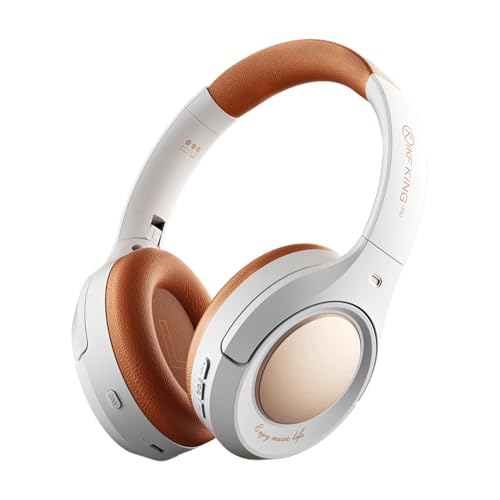 iKF King Pro 2.0 Active Noise Cancelling Kopfhörer, drahtlos über Ohrbluetooth, Hi-Res-Audio, 125H-Spielzeit, ENC Clear Call mit 5 Mikrofon, Komfortables Design und mehrfache Verbindung（Vintageweiß） von iKF