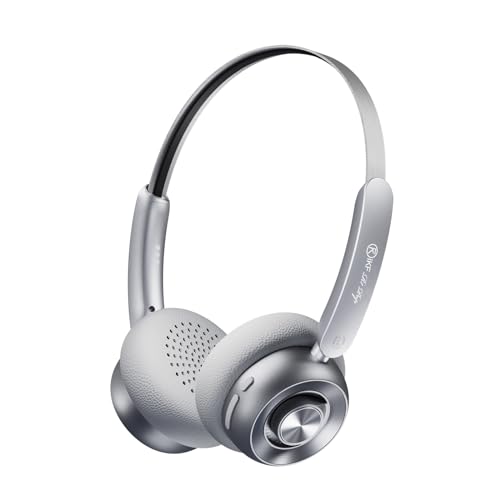 iKF R1 Pop Retro Bluetooth Kopfhörer Wireless Over Ear mit klaren Anrufen ENC, 75 Stunden Wiedergabe, HiFi Sound, Konnektivität mit App, Transparenzmodus (Weiß Silber) von iKF