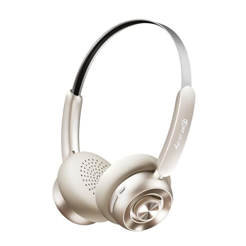 iKF R1 Pop Retro Bluetooth Kopfhörer Wireless Over Ear mit klaren Anrufen ENC, 75 Stunden Wiedergabe, HiFi Sound, Konnektivität mit App, Transparenzmodus (gebrochenes Weiß) von iKF