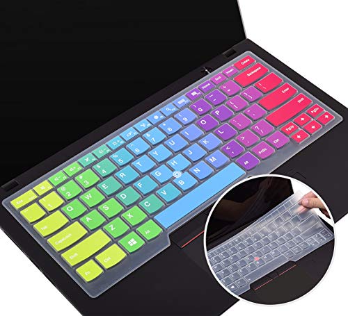 2 Pack Tastatur-Cover Skin für Lenovo Thinkpad T490 T490s T495 T480 T470 T460 A475, X 1 Carbon 7th 2020, ThinkPad L380 L390 L460 L470 L480 L490 L14 3 5,6 cm. Regenbogen + Transparent. von iKammo
