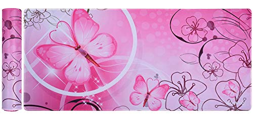 Großes XXL-Gaming-Mauspad, erweitertes Schreibtisch-Pad, rosa, niedliches Mauspad mit wasserdichter Oberfläche optimierter Gaming-Oberfläche, Mauspad (88.9 x 39.5 x 0.2 cm), rosa Schmetterling von iKammo