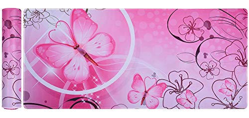 Großes XXL-Gaming-Mauspad, erweitertes Schreibtisch-Pad, rosa, niedliches Mauspad mit wasserdichter Oberfläche optimierter Gaming-Oberfläche, Mauspad (88.9 x 39.5 x 0.2 cm), rosa Schmetterling von iKammo