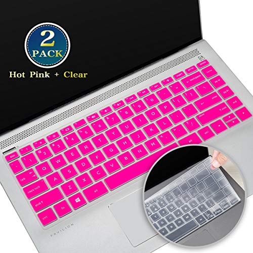 HP 35,6 cm (14 Zoll) Tastatur Cover 2020–2018,14 Zoll 2020 HP Pavilion x360/HP 2019 14 Zoll Laptop Hot Pink+klar von iKammo