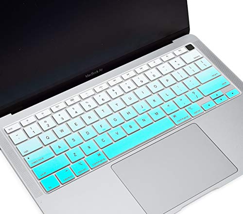 Silikon MacBook Air 2020 Tastatur Skin für New MacBook Air 13 A2179 mit Touch ID, MacBook Air 13 A2179 Tastaturabdeckung Protector Zubehör, Ombre Mint von iKammo