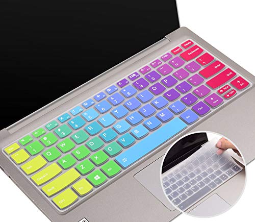 Silikon-Tastatur-Abdeckung für Lenovo Yoga C940 C740 14 Zoll, Lenovo Yoga C930 920 13,9 Zoll, Lenovo Flex 14/Flex 15 15,6 Regenbogen + Transparent von iKammo