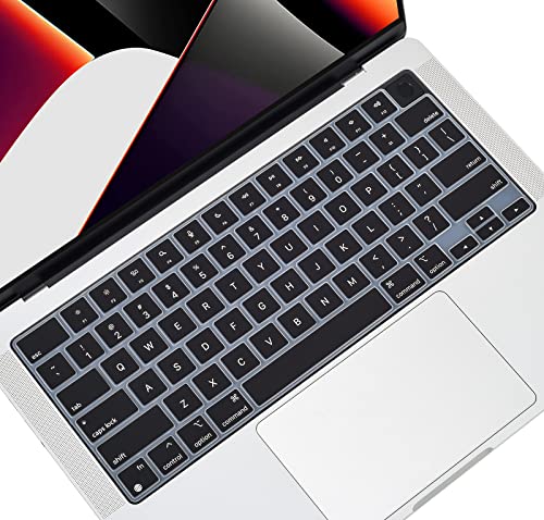 Silikon Tastatur Cover für MacBook Air 13,6 Zoll M2 A2681 2022 & 2021 Apple MacBook Pro 14 Zoll A2442, MacBook Pro 14 Tastatur Schutzfolie Schwarz von iKammo