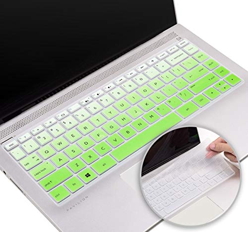 Tastaturabdeckung für 2021 2020 HP Stream 14-ds 14-dg Serie, HP Pavilion x360 35,6 cm (14 Zoll) Tastaturabdeckung 14M-BA 14M-CD 14-BF 14-BW 14 cm 14-CF Serie Schutzhülle (grün + klar) von iKammo