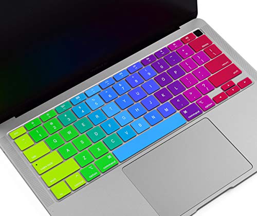 iKammo Silikon Tastatur Skin Protector für MacBook Air 13 A2337 M1 A2179 Release mit Touch ID 2020, MacBook Air 13 Zubehör, Rainbow von iKammo