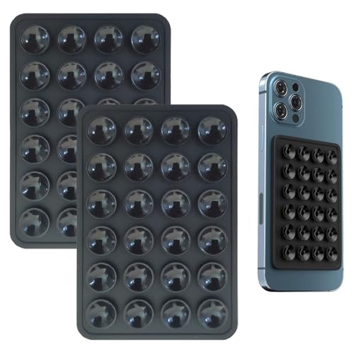 iLamvie 2er Pack Silikon-Saugnäpfe für Alle Handy-Modelle, Anti-Rutsch-Handyhalter für Selfies und Videos,Freihändig,Langlebig & Leicht Bedienbar(2 Schwarz) von iLamvie