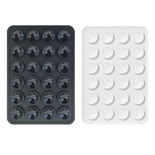 iLamvie 2er Pack Silikon-Saugnäpfe für Alle Handy-Modelle, Anti-Rutsch-Handyhalter für Selfies und Videos,Freihändig,Langlebig & Leicht Bedienbar(Schwarz und weiß) von iLamvie