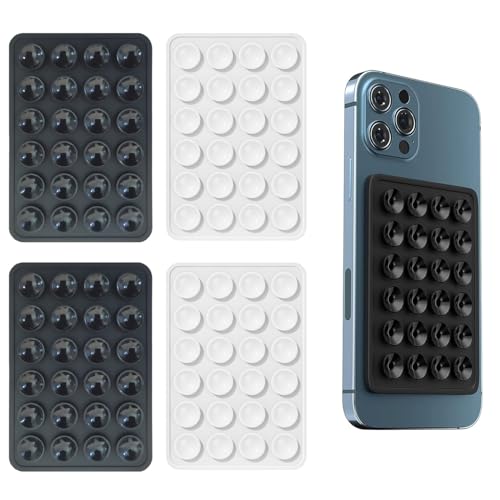 iLamvie 4er Pack Silikon-Saugnäpfe für Alle Handy-Modelle, Anti-Rutsch-Handyhalter für Selfies und Videos,Freihändig,Langlebig & Leicht Bedienbar(2 Schwarz und 2 weiß) von iLamvie