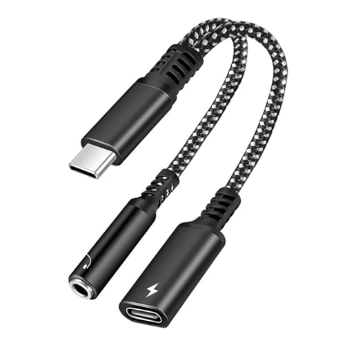 iLamvie USB-C auf Kopfhörer Klinke & Laden Adapter : 2-in-1 Aux PD 3.0 Schnellladung - USB C zu 3,5mm Audio Adapter,Type C auf 3.5mm Klinke Adapter(Schwarz) von iLamvie
