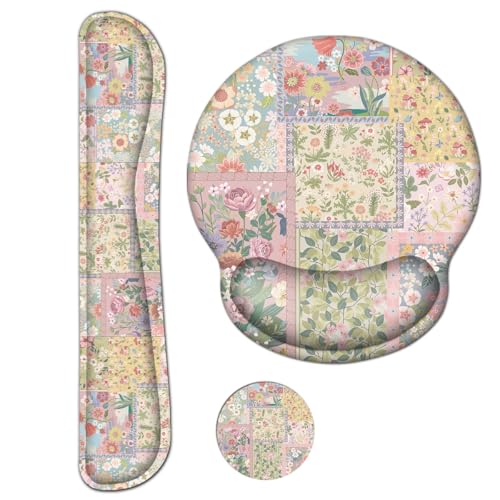 iLeadon 3-in-1-Mauspad mit Handgelenkauflage (rosa Blumenmuster) von iLeadon