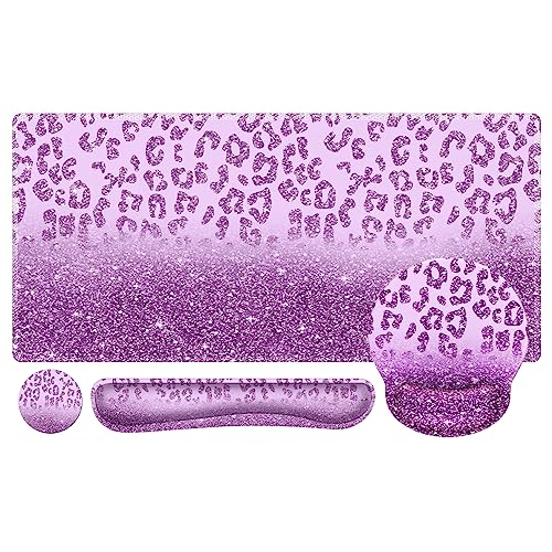iLeadon Mauspad Set, Schreibtischunterlage + Mauspad mit Handballenauflage + Tastatur-Handgelenkauflage + Untersetzer, 4in1 Großes Gaming Mauspad Glitzer Leopard Maus und Tastatur Pad Set für Home iLeadon Mauspad Set, Schreibtischunterlage + Mauspad mit Handballenauflage + Tastatur-Handgelenkauflage + Untersetzer, 4in1 Großes Gaming Mauspad Glitzer Leopard Maus und Tastatur Pad Set für Home von iLeadon