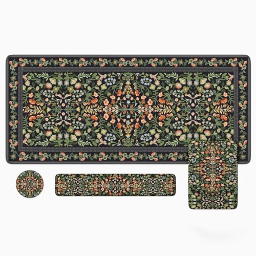 iLeadon Mauspad-Sets mit Blumenmuster, Schreibtischmatte für den Schreibtisch, Mauspad mit Handgelenkstütze, extra großes Mauspad in Schreibtischgröße + Tassen-Untersetzer mit rutschfester Unterseite iLeadon Mauspad-Sets mit Blumenmuster, Schreibtischmatte für den Schreibtisch, Mauspad mit Handgelenkstütze, extra großes Mauspad in Schreibtischgröße + Tassen-Untersetzer mit rutschfester Unterseite von iLeadon