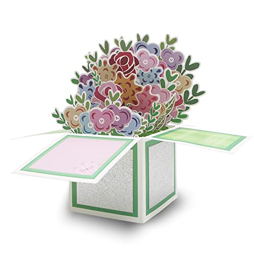 3D Blumenkarte, Pop-Up Blumenkarte für Sie, Frauen, Frau, Mutter, Popup Glückwunschkarte mit Umschlag Blumenstrauß, Geburtstagskarte, Pop-Up Grußkarte, Gute Besserung (Grün) von iLovepaper