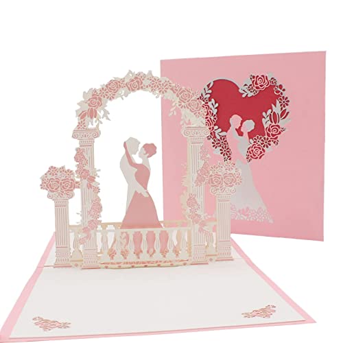 Pop-Up Hochzeitskartec, Pop Up 3D Karte Grußkarte mit Umschlag, Jubiläumsgeschenke für sie, Geburtstagskarte für Frau, Valentinstagskarte - Rosa von iLovepaper