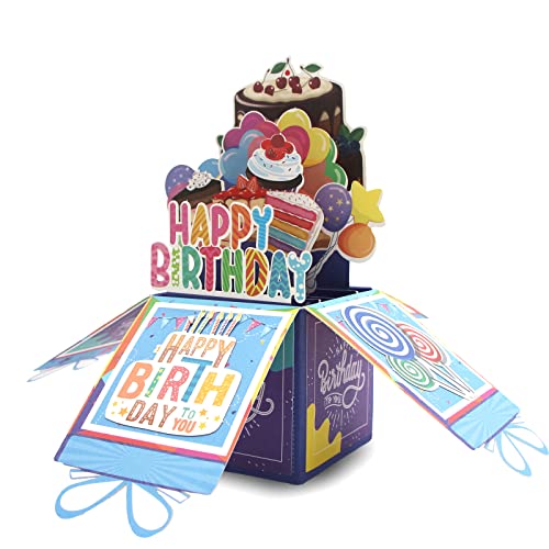 iLovepaper Geburtstagskarte Pop Up Karte Geburtstag, 3D Geburtstagskarte für Kinder und Teenager, Geburtstagskarte für Mädchen und Jungen, Pop up Glückwunschkarte zum Kindergeburtstag - Blau von iLovepaper