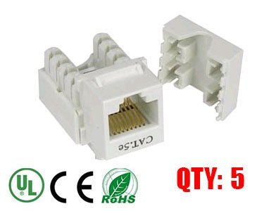 imbaprice weiß cat5e RJ45 Punch Down Keystone Jack, 5 Pack, (imba-c5kspd-wt-5pk) von iMBAPrice