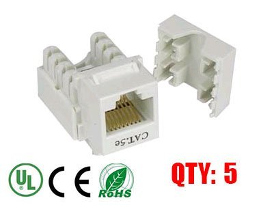 imbaprice weiß cat5e RJ45 Punch Down Keystone Jack, 5 Pack, (imba-c5kspd-wt-5pk) von iMBAPrice