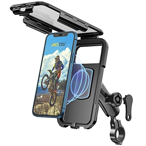 iMESTOU wasserdichte Motorrad Telefon Halterung Fahrrad Telefonhalterung 1 "Kugel Lenker Stamm Mobiler Halter Anti-Dieb 720 ° Rotations Aluminiumbasis für 5,5" -6.8 "Cellphones (L) von iMESTOU