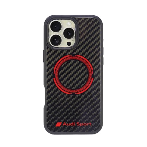 iMOBO Design für iPhone 16/16 Pro/16 Pro Max, Audi Sport, offizielles Lizenzprodukt, RSQ D5 Geunie Kohlefaser-Rückschale (kompatibel mit MagSafe) (16 Pro Max 6,9 Zoll), Schwarz von iMOBO