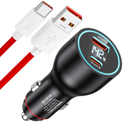 100W Zigarettenanzünder USB Ladegerät für Oneplus Supervooc Charge,USB C Kfz Ladegerät Autoladegerät Dualport USB C Ladekabel Car Charger für OnePlus 13 12 10Pro Nord 2T Nord 4 CE 4 Lite OPPO Reno 11F von iMangoo