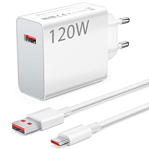 120W USB Ladegerät mit Typ C Ladekabel 1M für Xiaomi 14 Ultra 11T Pro 13T Pro 13 Pro 13,USB Netzteil Stecker Schnellladegerät Ladestecker Netzstecker Ladeadapter für Redmi Note 13 12 Pro Poco X6 Pro von iMangoo